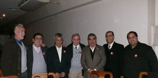 El intendente Germán Alfaro junto a integrantes de Diario Cuarto Poder y el empresario Rodolfo Di Pinto