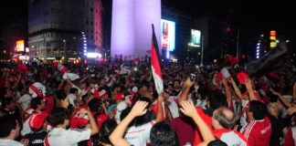 Festejos en el obelisco porteño