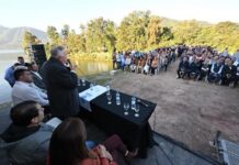 Jaldo encabezó el acto por la reparación de la Represa Lateral N° 3 de El Cadillal