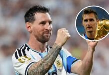 Con sus tres goles, Messi alcanzó a Klose como el máximo goleador de los Mundiales