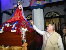 Jaldo acompañó la procesión de la Virgen del Rosario en Burruyacú jaldo